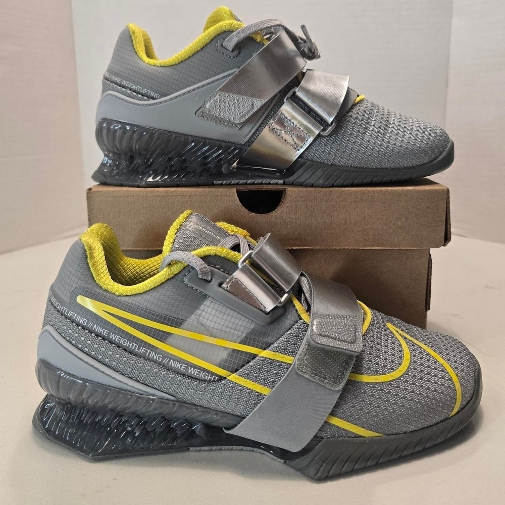 Nike Romaleos 4 Weightlifting Shoes Gray Yellow CD3463-002 Mens Sz 4
